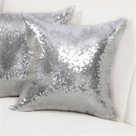 Silver Metallic Square Throw Pillow 